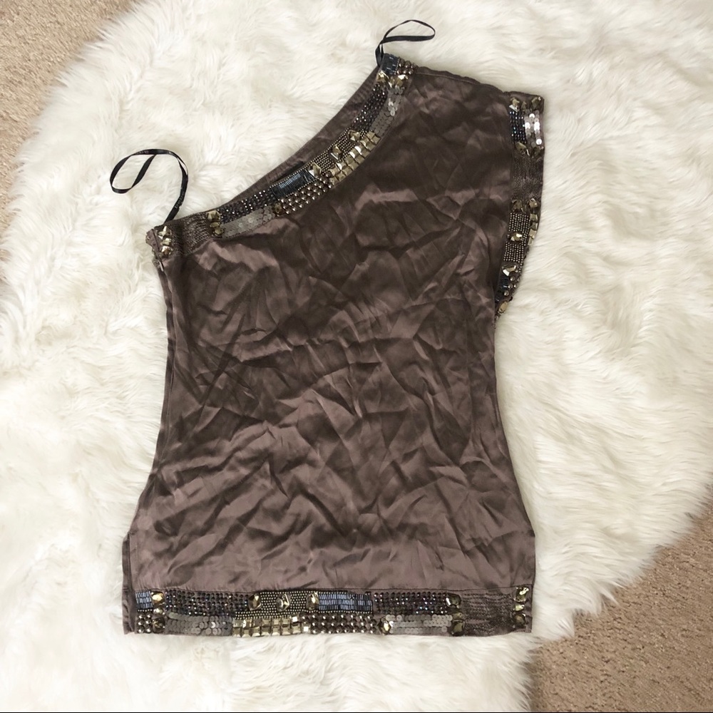 Bebe one shoulder embellished top - Size Small